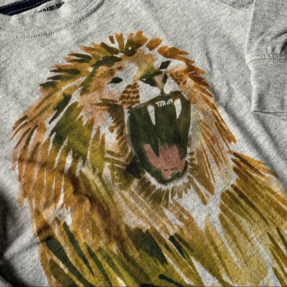 GYMBOREE Lion Shirt Gray Long Sleeve Brown Roaring Lion Toddler 12-18 months